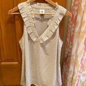 CAbi Morse Code Sleeveless Blouse Style 4179